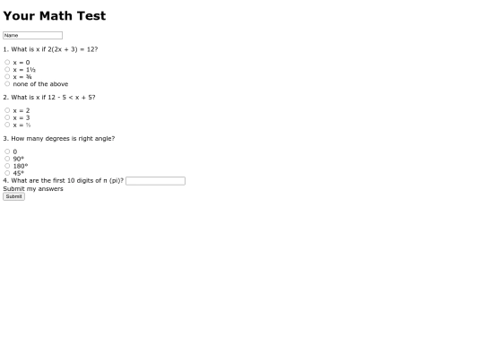 mathtest screenshot
