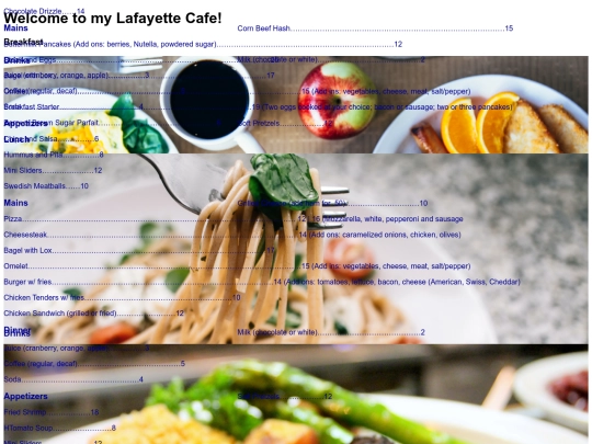 resturantmenu screenshot