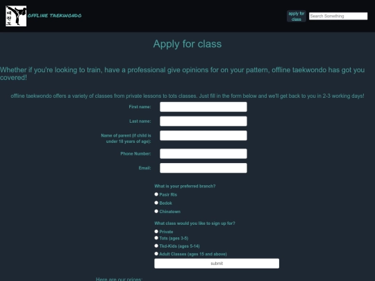 apply-for-class screenshot
