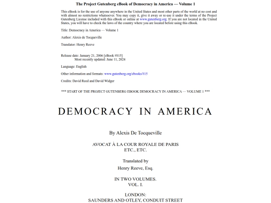 documents/DeTocqueville/DemocracyInAmericaVol1 screenshot