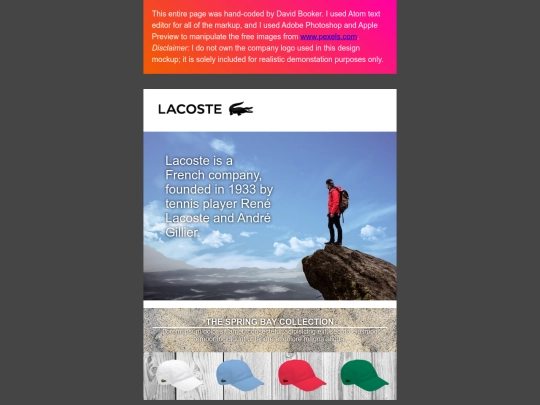 html-email/lacoste-club screenshot