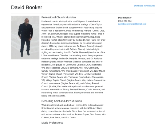 resume/music-resume screenshot