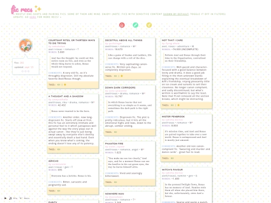 fanfic/recs screenshot