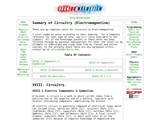 Physics/electromagnetism/Circuitry screenshot