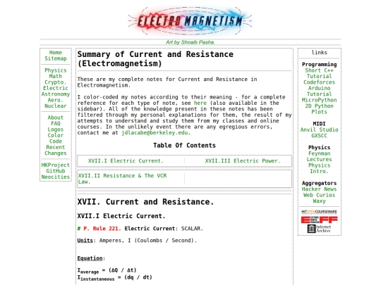 Physics/electromagnetism/CurrentResist screenshot