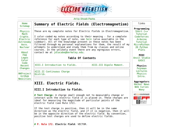 Physics/electromagnetism/ElectricFields screenshot