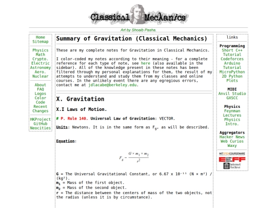 Physics/mechanics/gravitation screenshot