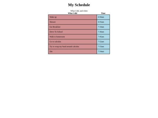 Schedule screenshot