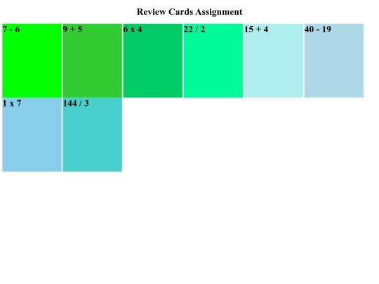 ReviewCardsAssignment screenshot