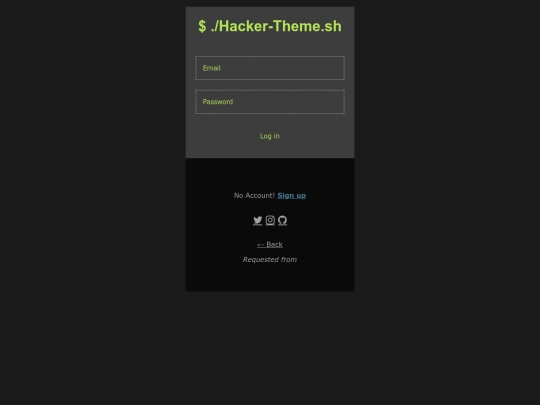 pages/hacker-theme-login screenshot