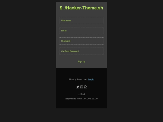 pages/hacker-theme-sign-up screenshot