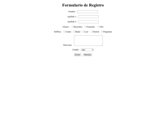 Formulario de registro screenshot