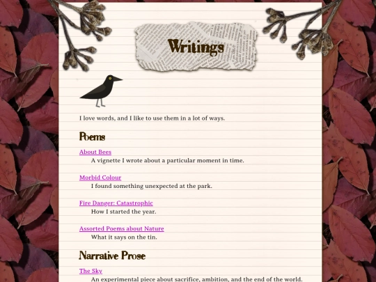writings screenshot