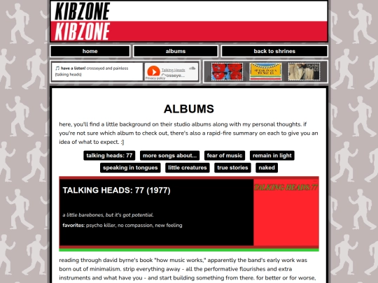 shrines/talking-heads/albums screenshot