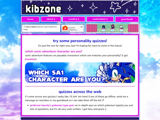 webtrinkets/quizzes screenshot