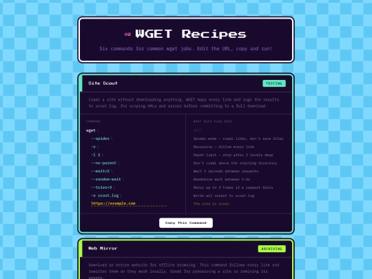 shrines/wget/02-recipes screenshot