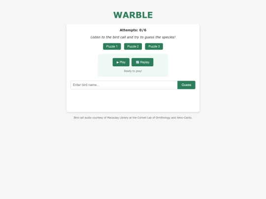 tests/warble screenshot