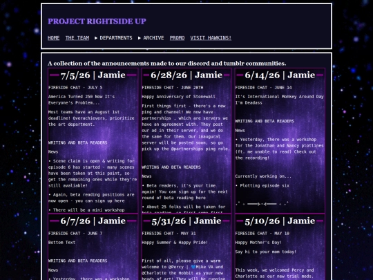 announcements screenshot