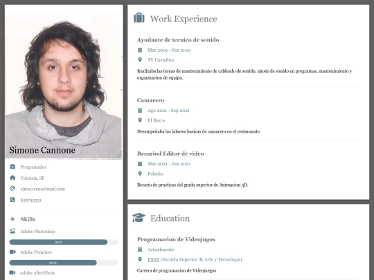 CV screenshot
