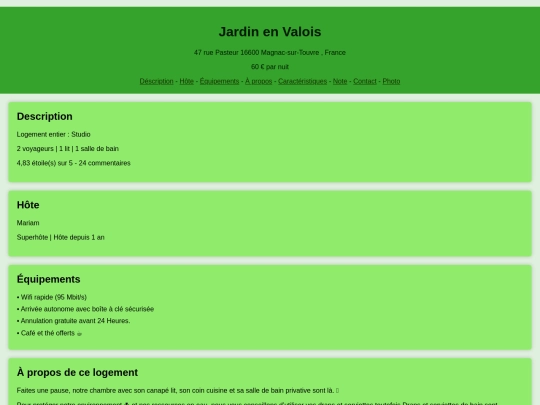 siteDuAIRbnb screenshot