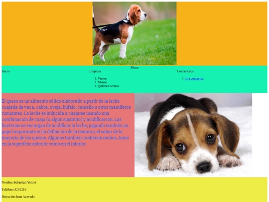 menus screenshot