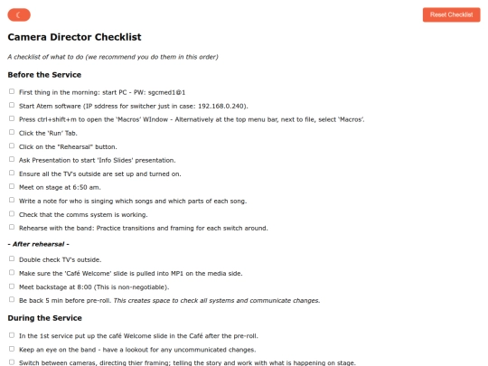 production_checklists/Camera Director SOP screenshot