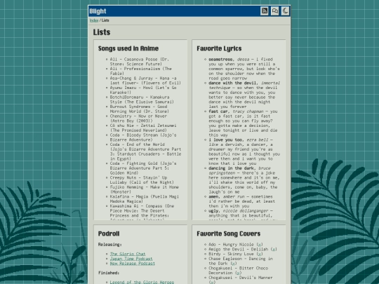 lists screenshot