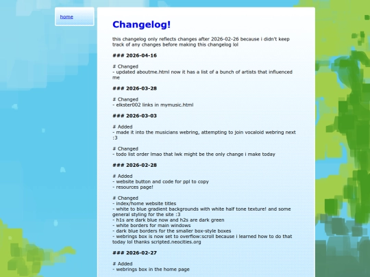 html/changelog screenshot
