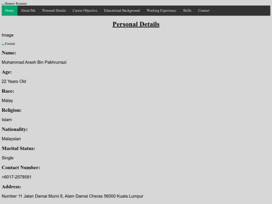 Personal Details screenshot