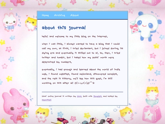 blogging/about screenshot