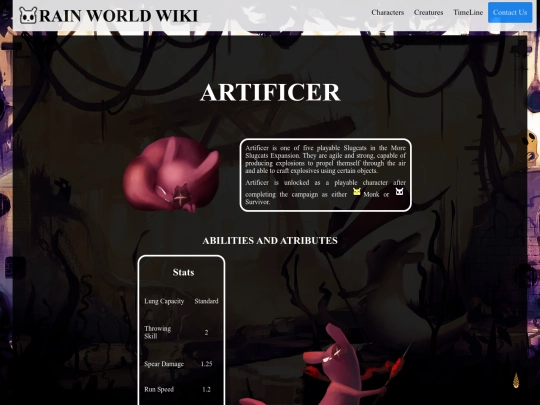 Artificer_info screenshot