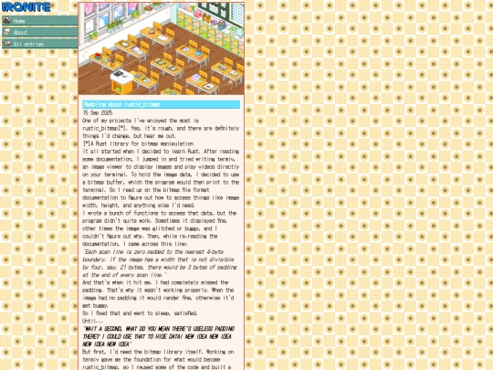 articles/entries/Rambling about rustic_bitmap screenshot