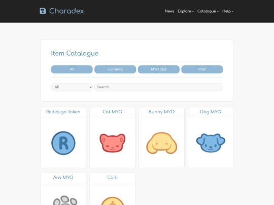 charadex-v1.0-1.5.01/items screenshot