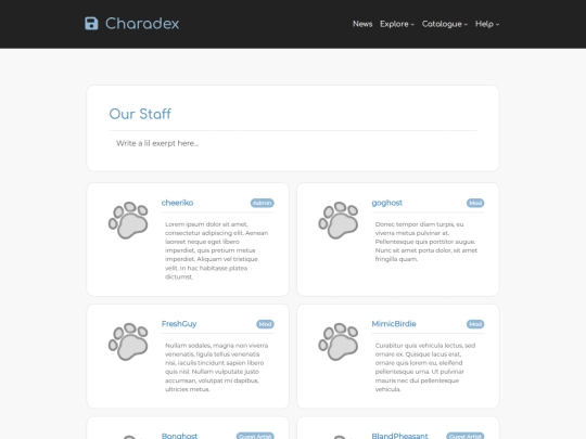 charadex-v1.0-1.5.01/staff screenshot