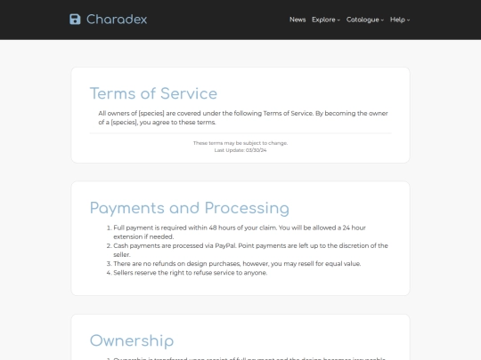 charadex-v1.0-1.5.01/terms screenshot