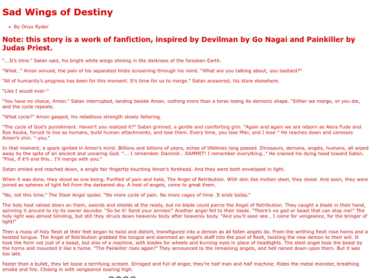 writing/Fan Fiction/SadWings screenshot