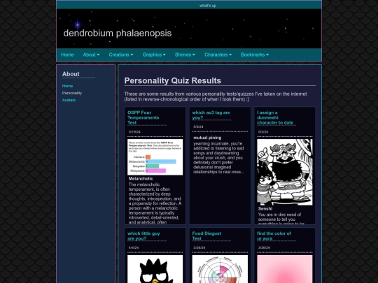 about/personality screenshot