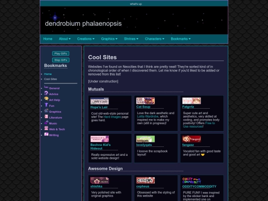 bookmarks/coolsites screenshot