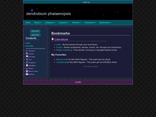 bookmarks/literature screenshot