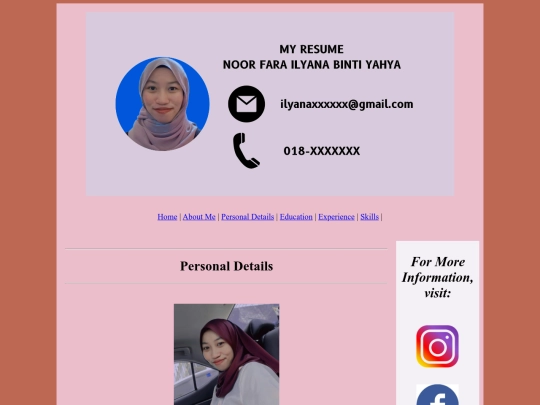 personal details screenshot