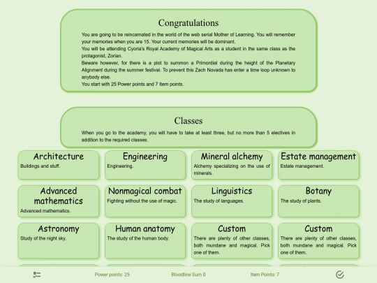 CYOAs/Mother of Learning/1.1 screenshot