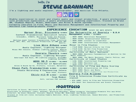 about/resume screenshot