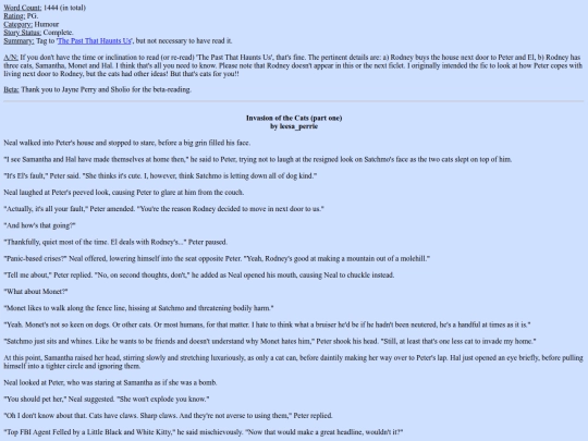 WhiteCollarFic/WC_InvasionOfTheCatsSeries screenshot