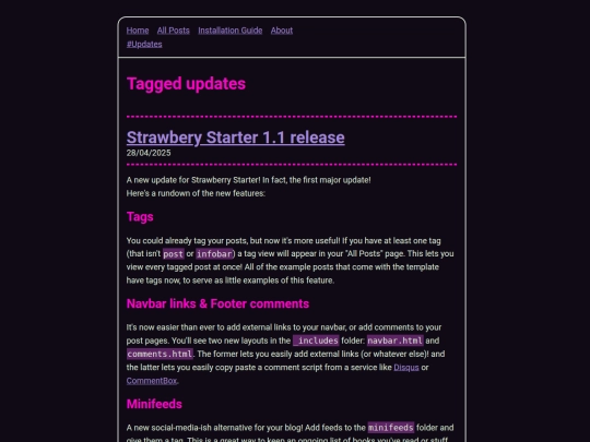 tags/updates screenshot