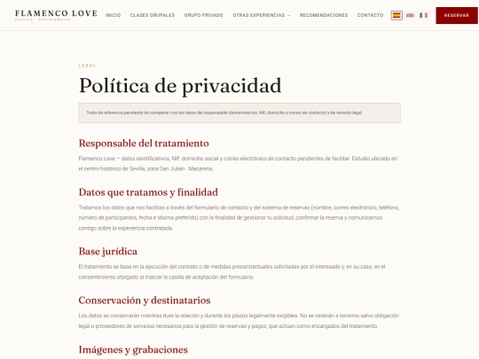 FLAMENCO WEB V2/Política de Privacidad.dc screenshot
