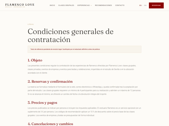 FLAMENCO WEB/Condiciones Generales.dc screenshot