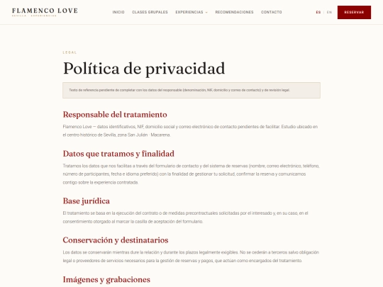 FLAMENCO WEB/Política de Privacidad.dc screenshot