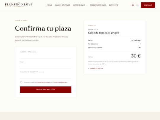 FLAMENCO WEB/Reserva.dc screenshot