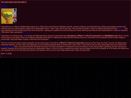New web music/albumsArticles screenshot