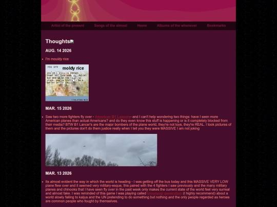 New web music/thoughts screenshot